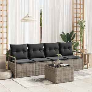 vidaXL Set de canapele pentru grădină 5 pcs Gri 55 x 55 x 37 cm imagine