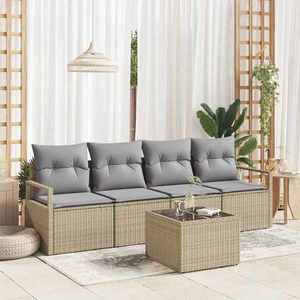 vidaXL Set de canapele pentru grădină 5 pcs Bej și gri 55 x 55 x 37 cm imagine