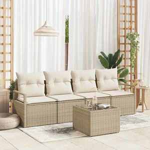 vidaXL Set de canapele pentru grădină 5 pcs Bej și crem imagine