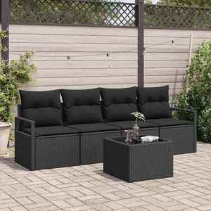 vidaXL Set de canapele pentru grădină 5 pcs Negru 55 x 55 x 37 cm imagine