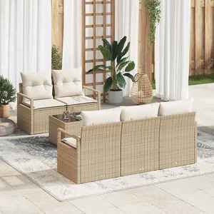 vidaXL Set de canapele pentru grădină 6 pcs Bej și crem imagine