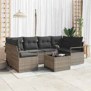 vidaXL Set de canapele pentru grădină 7 pcs Gri 55 x 55 x 37 cm imagine