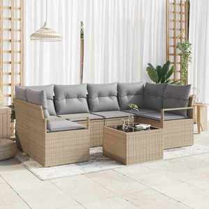 vidaXL Set de canapele pentru grădină 7 pcs Bej și gri 55 x 55 x 37 cm imagine
