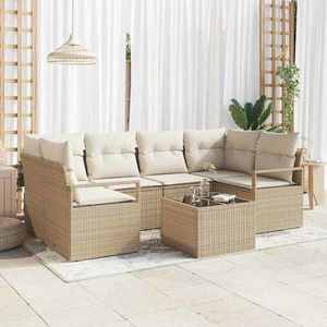vidaXL Set de canapele pentru grădină 7 pcs Bej și crem imagine