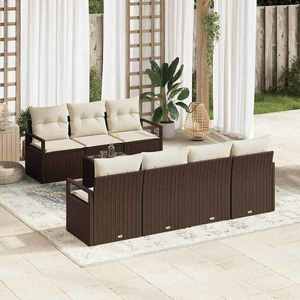 vidaXL Set de canapele pentru grădină 8 pcs Maro și Crem imagine