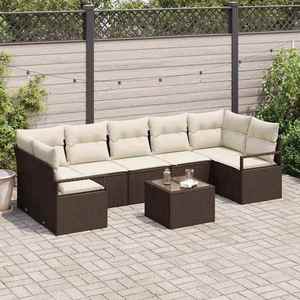 vidaXL Set de canapele pentru grădină 8 pcs Maro și Crem imagine