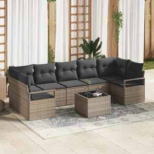 vidaXL Set de canapele pentru grădină 8 pcs Gri 55 x 55 x 37 cm imagine