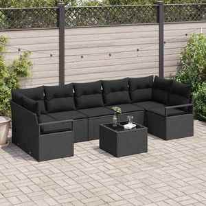 vidaXL Set de canapele pentru grădină 8 pcs Negru 55 x 55 x 37 cm imagine