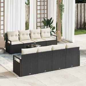 vidaXL Set de canapele pentru grădină 7 pcs Negru și Crem imagine