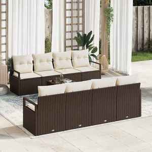 vidaXL Set de canapele pentru grădină 7 pcs Maro și Crem imagine