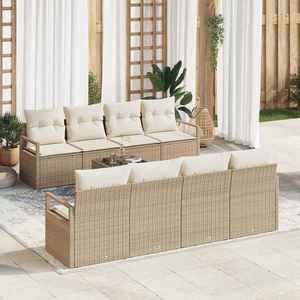 vidaXL Set de canapele pentru grădină 7 pcs Bej și crem imagine
