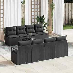 vidaXL Set de canapele pentru grădină 7 pcs Negru 55 x 55 x 37 cm imagine