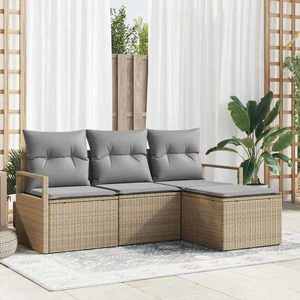 vidaXL Set de canapele pentru grădină 4 pcs Bej Rattan poli imagine