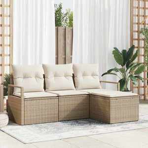 vidaXL Set de canapele pentru grădină 4 pcs Bej Rattan poli imagine
