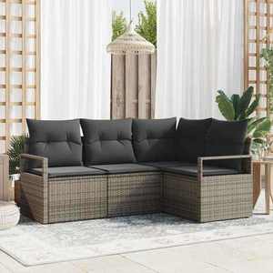 vidaXL Set de canapele pentru grădină 4 pcs Gri Rattan poli imagine