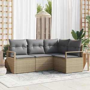vidaXL Set de canapele pentru grădină 4 pcs Bej Rattan poli imagine