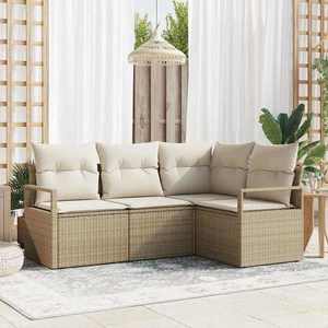 vidaXL Set de canapele pentru grădină 4 pcs Bej Rattan poli imagine