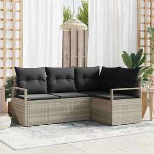 vidaXL Set de canapele pentru grădină 4 pcs Gri deschis Rattan poli imagine