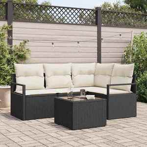 vidaXL Set de canapele pentru grădină 5 pcs Negru Rattan poli imagine