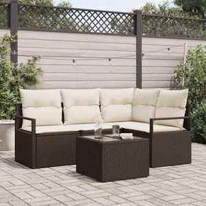 vidaXL Set de canapele pentru grădină 5 pcs Maro Rattan poli imagine