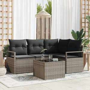 vidaXL Set de canapele pentru grădină 5 pcs Gri Rattan poli imagine