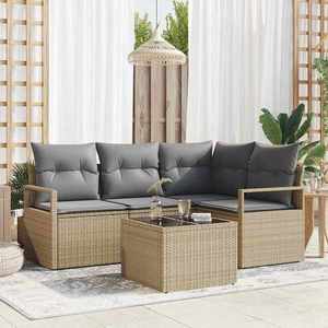 vidaXL Set de canapele pentru grădină 5 pcs Bej Rattan poli imagine