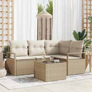 vidaXL Set de canapele pentru grădină 5 pcs Bej Rattan poli imagine