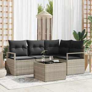 vidaXL Set de canapele pentru grădină 5 pcs Gri deschis Rattan poli imagine