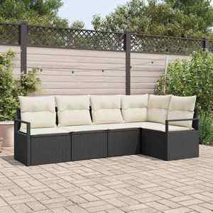 vidaXL Set de canapele pentru grădină 5 pcs Negru Rattan poli imagine
