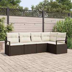 vidaXL Set de canapele pentru grădină 5 pcs Maro Rattan poli imagine