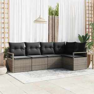 vidaXL Set de canapele pentru grădină 5 pcs Gri Rattan poli imagine