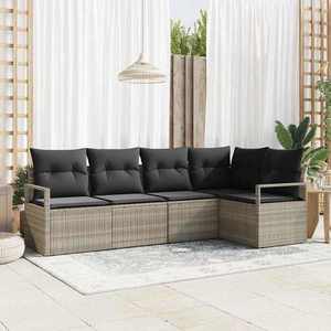 vidaXL Set de canapele pentru grădină 5 pcs Gri deschis Rattan poli imagine