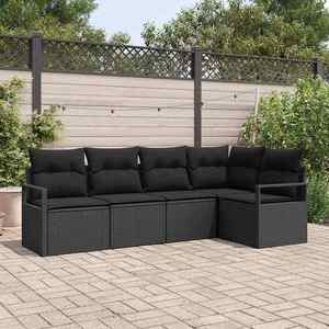 vidaXL Set de canapele pentru grădină 5 pcs Negru Rattan poli imagine