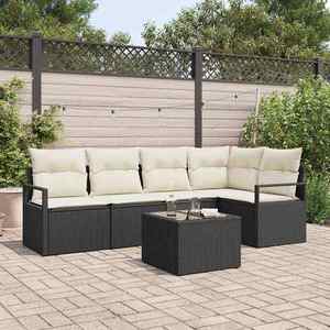 vidaXL Set de canapele pentru grădină 6 pcs Negru Rattan poli imagine