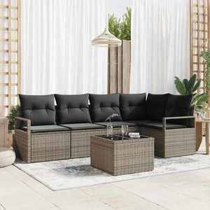 vidaXL Set de canapele pentru grădină 6 pcs Gri Rattan poli imagine