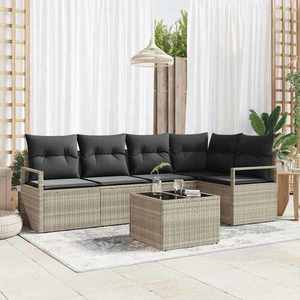 vidaXL Set de canapele pentru grădină 6 pcs Gri deschis Rattan poli imagine