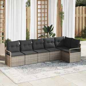 vidaXL Set de canapele pentru grădină 6 pcs Gri Rattan poli imagine