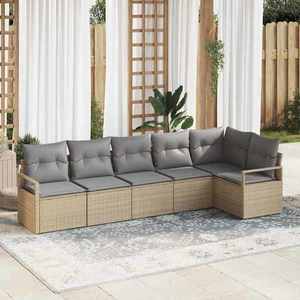 vidaXL Set de canapele pentru grădină 6 pcs Bej Rattan poli imagine