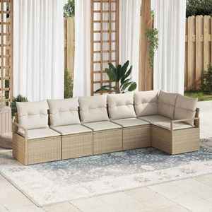 vidaXL Set de canapele pentru grădină 6 pcs Bej Rattan poli imagine