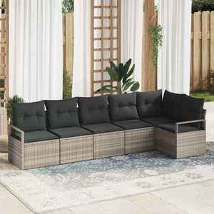 vidaXL Set de canapele pentru grădină 6 pcs Gri deschis Rattan poli imagine