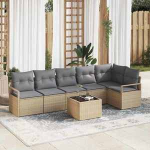 vidaXL Set de canapele pentru grădină 7 pcs Bej Rattan poli imagine