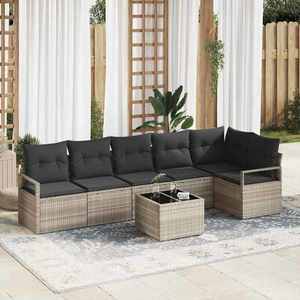 vidaXL Set de canapele pentru grădină 7 pcs Gri deschis Rattan poli imagine