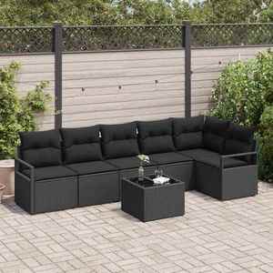 vidaXL Set de canapele pentru grădină 7 pcs Negru Rattan poli imagine