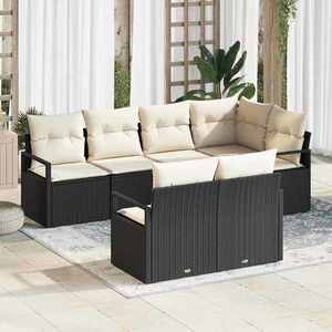 vidaXL Set de canapele pentru grădină 7 pcs Negru Rattan poli imagine