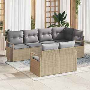 vidaXL Set de canapele pentru grădină 7 pcs Bej Rattan poli imagine