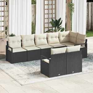 vidaXL Set de canapele pentru grădină 8 pcs Negru Rattan poli imagine