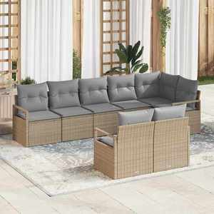 vidaXL Set de canapele pentru grădină 8 pcs Bej Rattan poli imagine