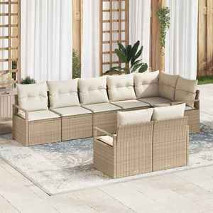 vidaXL Set de canapele pentru grădină 8 pcs Bej Rattan poli imagine
