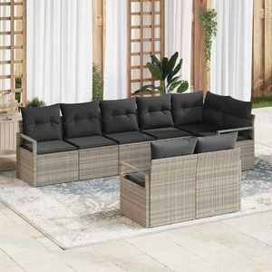vidaXL Set de canapele pentru grădină 8 pcs Gri deschis Rattan poli imagine