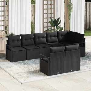 vidaXL Set de canapele pentru grădină 8 pcs Negru Rattan poli imagine